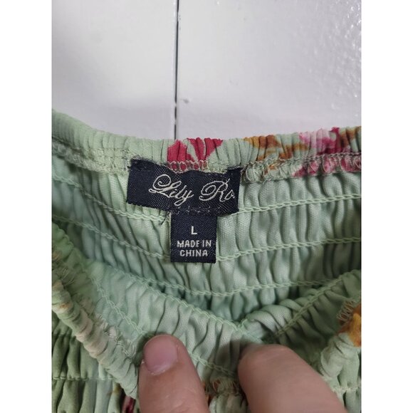 Lily Rose Women's LG Mint Green Floral Smocked High Low Dress Fairy Easter - Picture 4 of 9